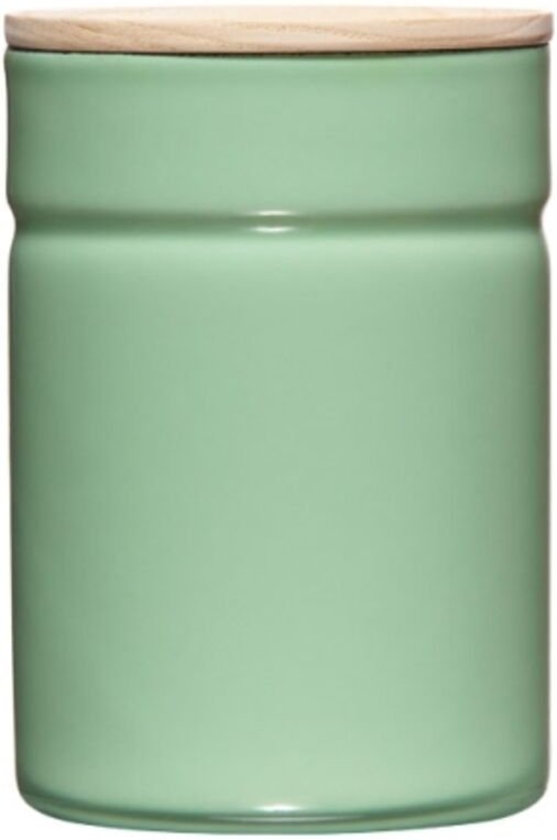 Riess Vorratsdose mit Eschenholzdeckel Ø8cm 0,49L Green Emaille