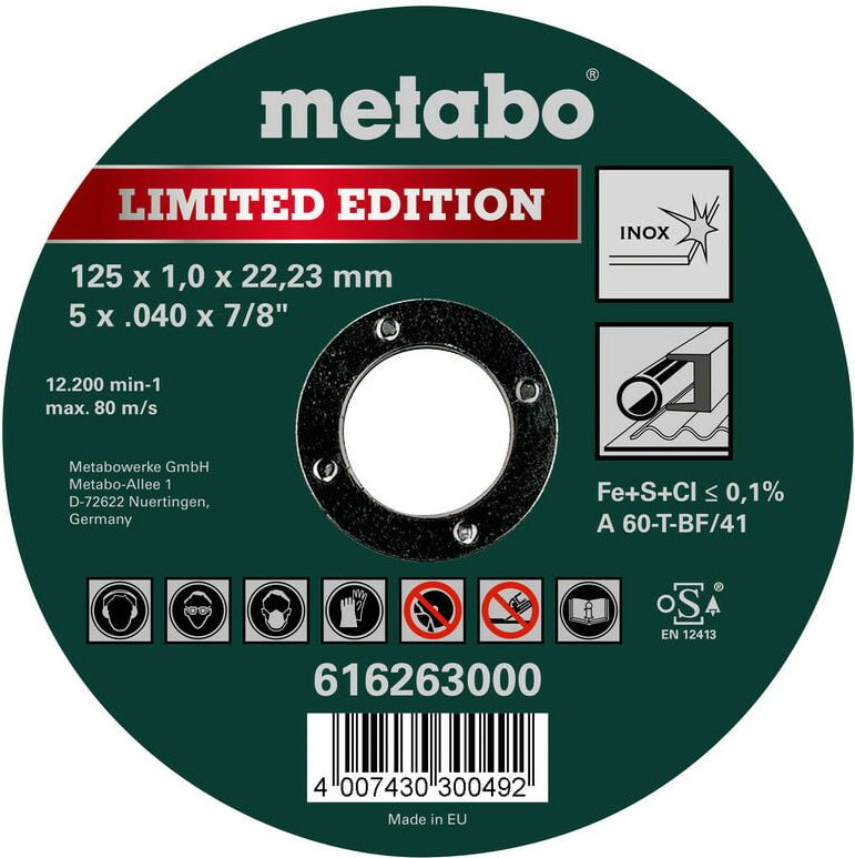 Metabo - Limited Edition 125 x 1,0 x 22,23 mm, Inox, Trennscheibe, gerade Ausführung