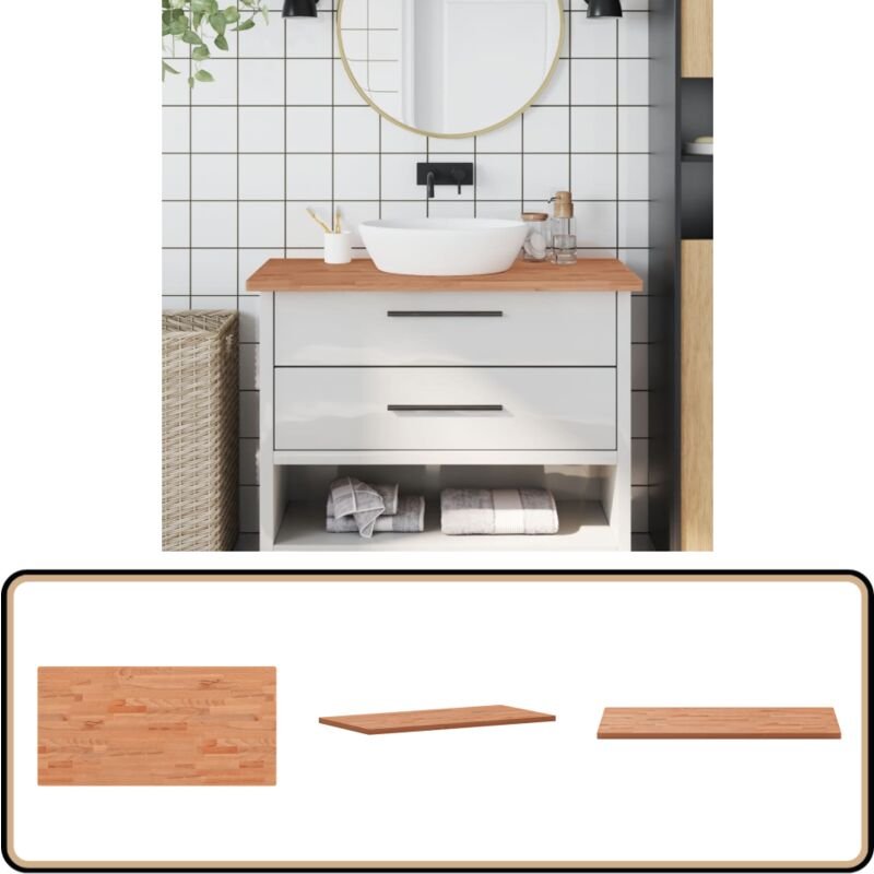 Waschtischplatte 100x50x2,5 cm Massivholz Buche - Waschtischplatte - Holz Arbeitsfläche - Küchenarbeitsplatte - Badrenov...