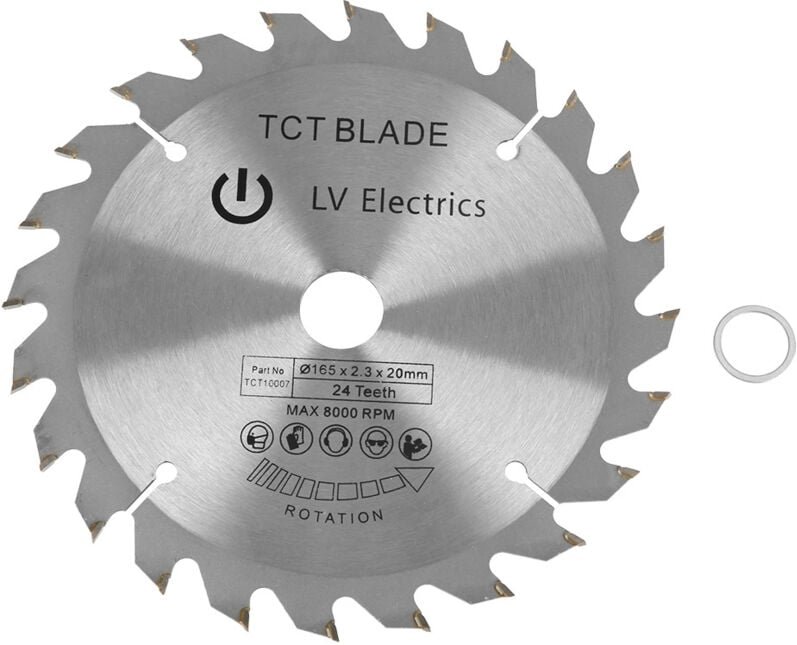 Kreissägeblatt mit 165 mm Durchmesser, 24 Zähnen und 20 mm Bohrungsdurchmesser für Holzsägen