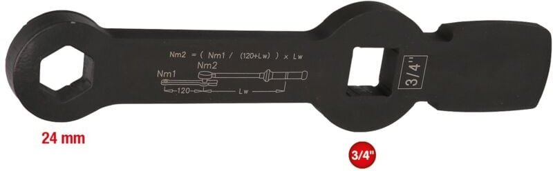 Ks Tools 3/4 Schlag-Sechskant-Schlüssel mit 2 Schlagflächen, 24 mm