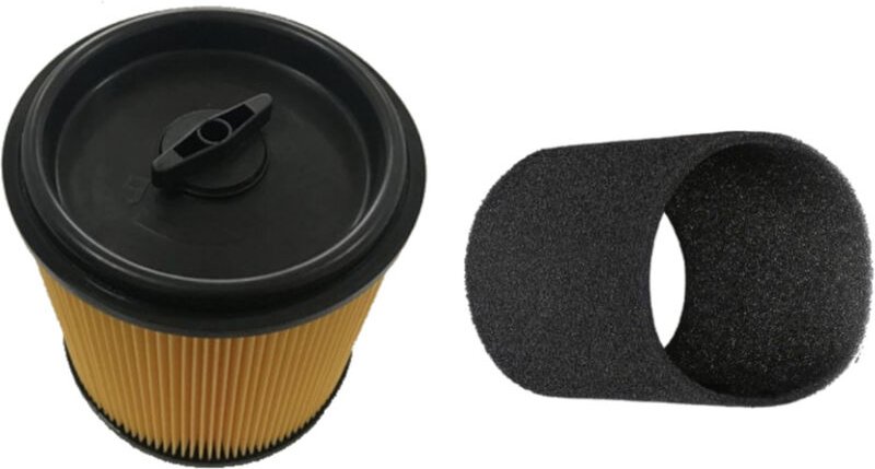 2in1 Set: Faltenfilter mit Verschlussdeckel + Schaumfilter für Parkside pnts 1400 B1, 1400 C1, 1400 D1, 1400 E2, 1400 F2...