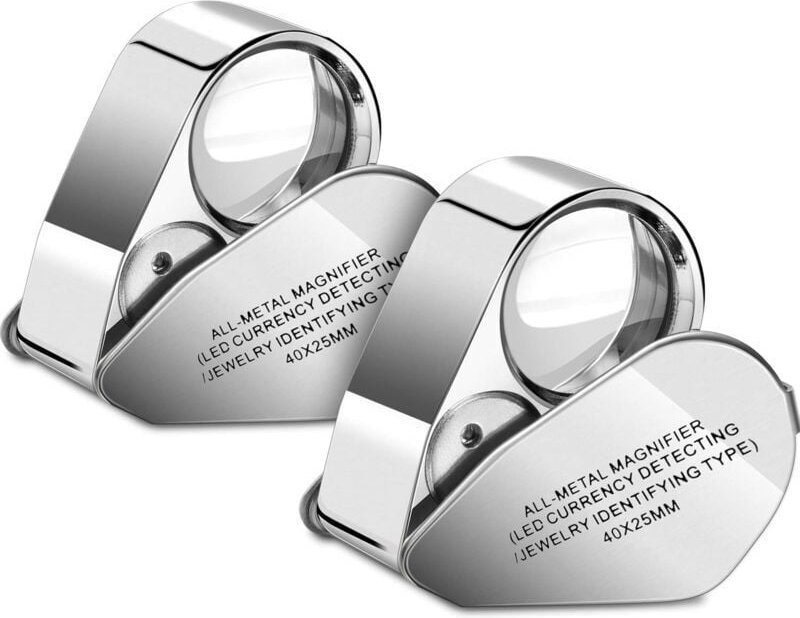 2er-Pack 40-fache Juwelier-LED-UV-Linsenlupe, beleuchtete Juwelierlupe, Tuch zur LED-Währungserkennung, Juweliererkennun...