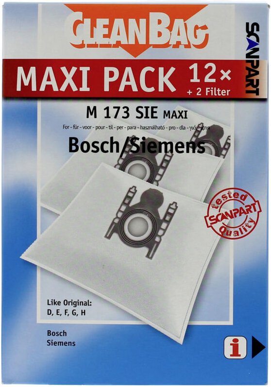 Thumbnail - Maxipack kompatibel mit Bosch/Siemens Typ d,e,f,g,h 2687438173 Staubsaugerbeutel - Scanpart