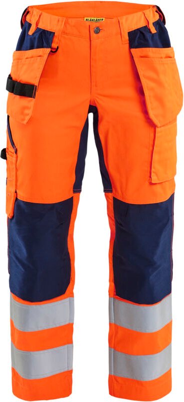 Hochsichtbarer Stretch-Arbeitshose Damen 7163 – Orange/Navy 2XL – FR(52) – SE(C50) – Normen