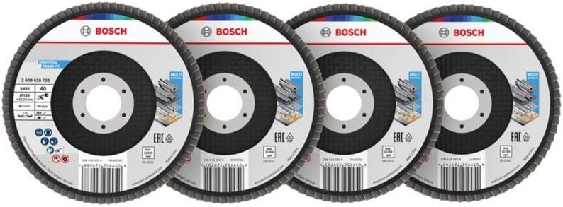 Bosch X451 Fächerschleifscheiben Set, 125 x 22,23 mm, K40/K60/K80/K120, Z29, 15-tlg.