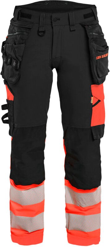 Dehnbarer Arbeitshose 4D Hochsichtbarkeit Damen 7025 - Schwarz/Neonrot S - FR(38) - SE(C36) - Normen