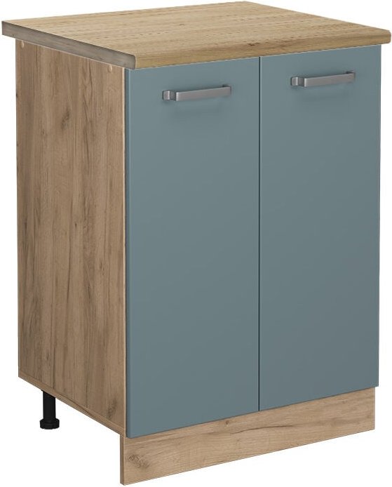 Vicco - Küchenunterschrank R-Line, Blau-Grau, 60 cm , ap Eiche