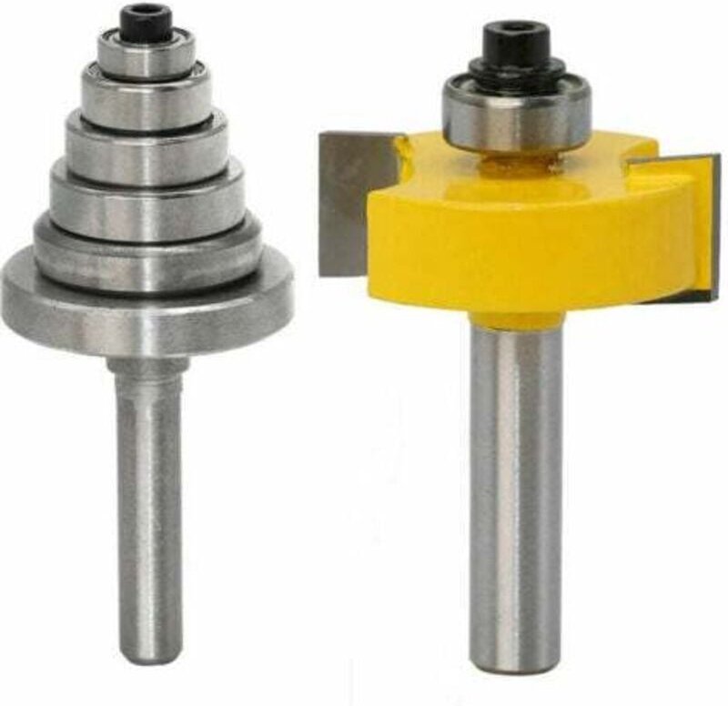 Thumbnail - Falzfräser mit 8 mm Schaft und 6 Lagern für mehrere Tiefen 28,6 mm 22,2 mm 19,05 mm 15,9 mm 12,7 mm 9,52 mm Holzbearbeit...
