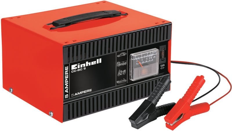 Einhell - Batterie-Ladegerät cc-bc 5 (eingebautes Amperemeter, Stahlblechgehäuse, Überlastungs- und Verpolungsschutz, is...