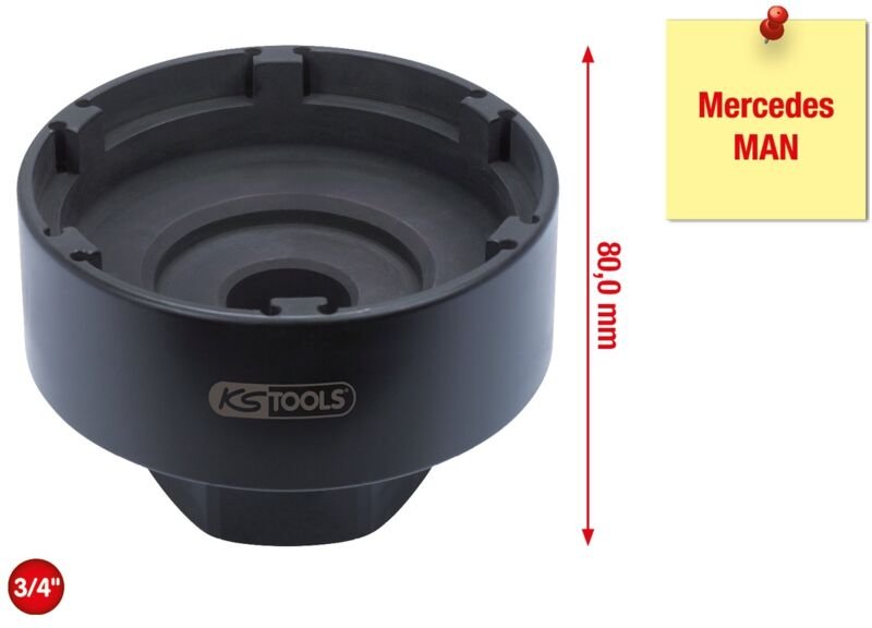 Ks Tools 3/4 Nutmuttern-Schlüssel mit 6 Zapfen für Mercedes und man