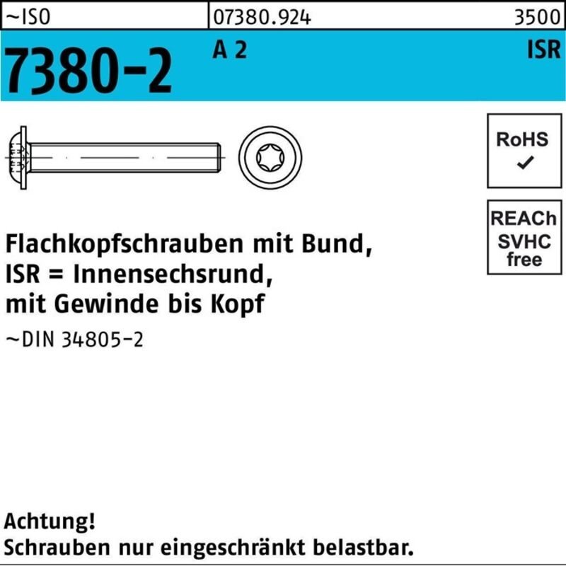 ISO 7380-2 Flachkopfschraube A 2 M 8 x 40 -T40 Vollgewinde A 2 200 Stk