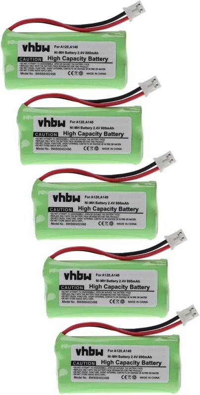 Thumbnail - Vhbw - 5x Akku kompatibel mit Siemens Gigaset A26, A245, A245 weiß, A245 duo, A260 schnurlos Festnetz Telefon (800mAh, 2...