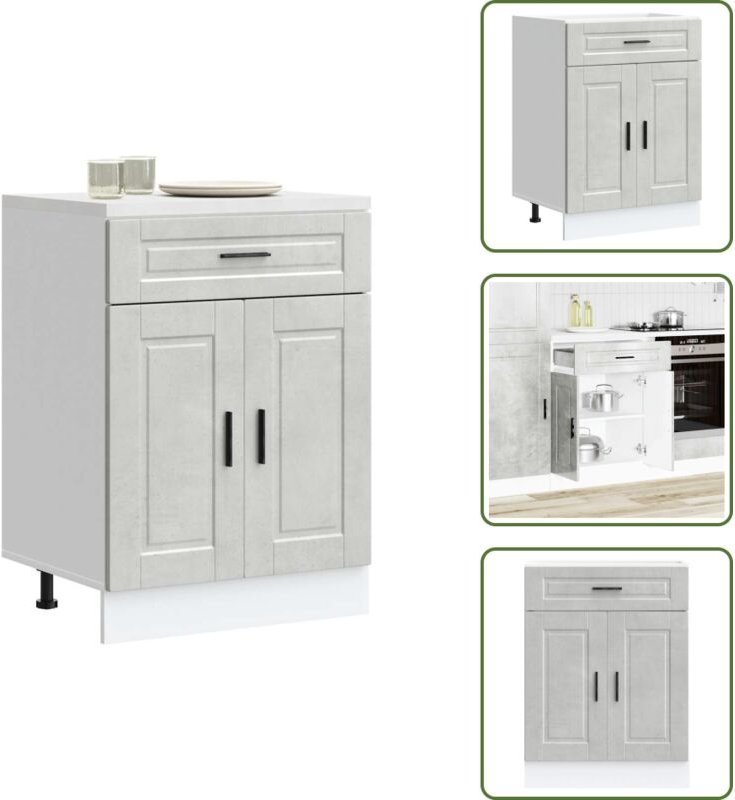 The Living Store - vidaXL Küchenunterschrank Porto Betongrau Holzwerkstoff