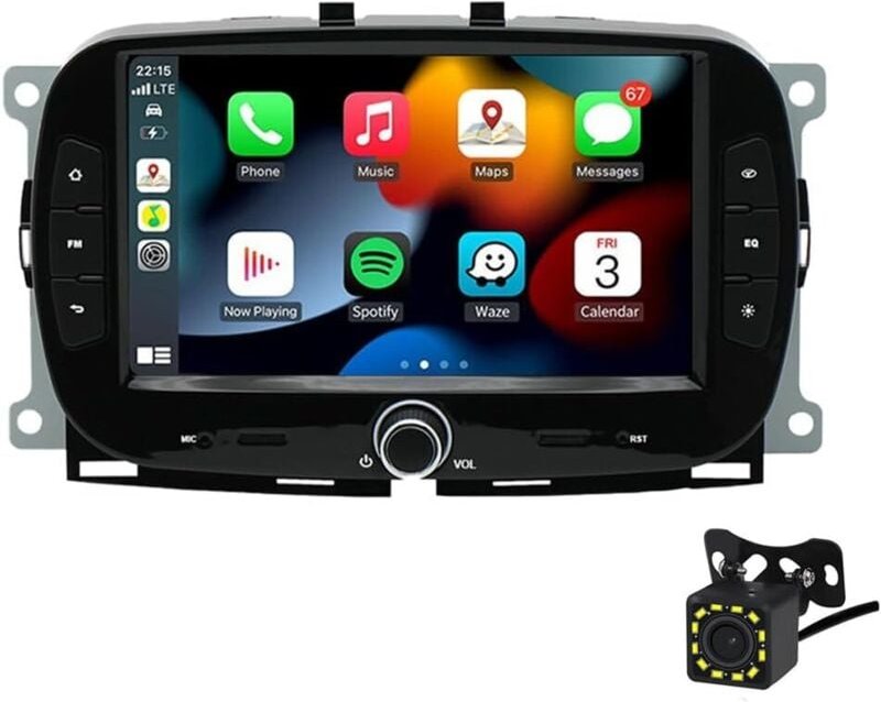 Android 11 Autoradio Kompatibel mit Fiat 500 2016-2019 mit Wireless CarPlayer Android Auto, 7 Zoll 2 Din Touchscreen Aut...
