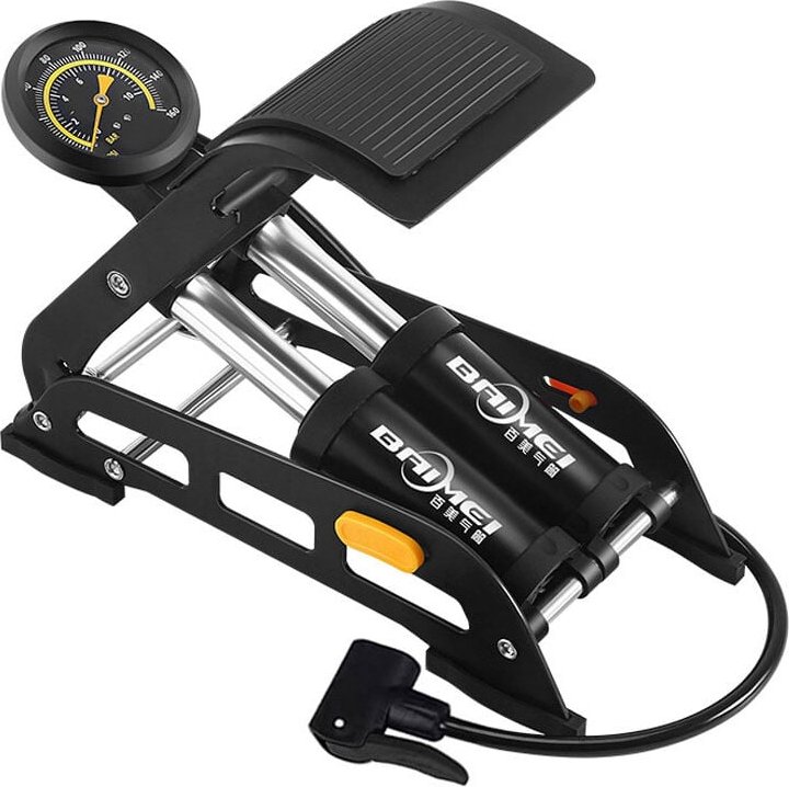 Thumbnail - Doppelzylinder-Pedalpumpe, Doppelzylinder-Fahrradpumpe, Fahrrad-Fußpumpe, tragbare Fahrradpumpe, Fahrrad-Bodenluftpumpe,...