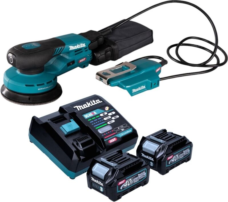 Makita BO 003 CGD201 Akku Exzenterschleifer 40 V max. 125 mm 3,0 mm Hub Brushless + 2x Akku 2,5 Ah + Ladegerät
