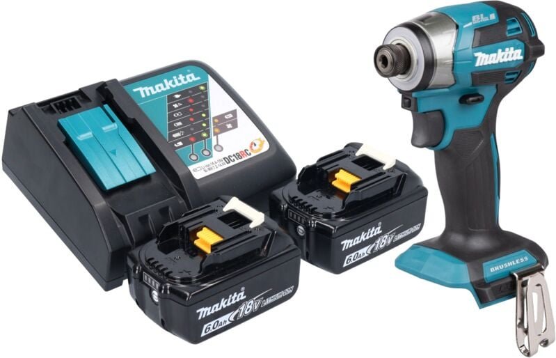 Makita DTD 173 RG Akku Schlagschrauber 18 V 180 Nm 1/4“ Brushless + 2x Akku 6,0 Ah + Ladegerät