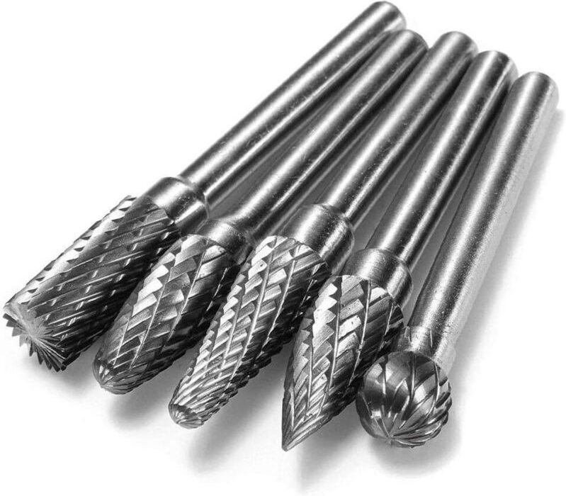 Thumbnail - Set mit 5 doppelschneidigen Rotationsfräsern aus Wolframkarbid, Rotationsfeilen mit 6,35 mm Schaft für Bohrer und Schlei...