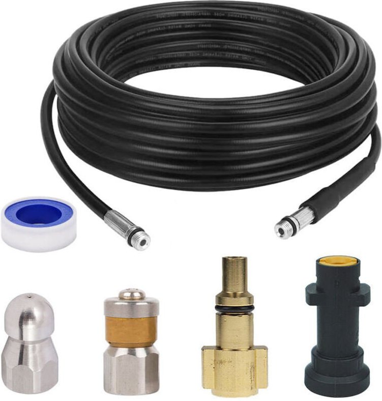 Gabrielle - Rohrentstopfungsschlauch für Kärcher, Hochdruckreiniger-Ablaufschlauch-Reinigungsset mit Strahldüse und roti...