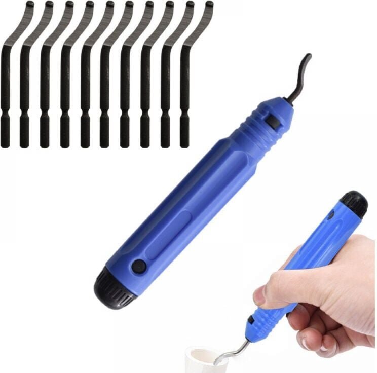 Thumbnail - Entgratwerkzeug-Set für Metall, Entgratungsgrat-Set, rutschfester Griff mit 10 rotierenden Entgratklingen aus Schnellarb...
