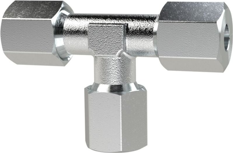 T-Verschraubung, Rohr-Außen-Ø 8 mm, Stahl verzinkt, 100 bar - Riegler