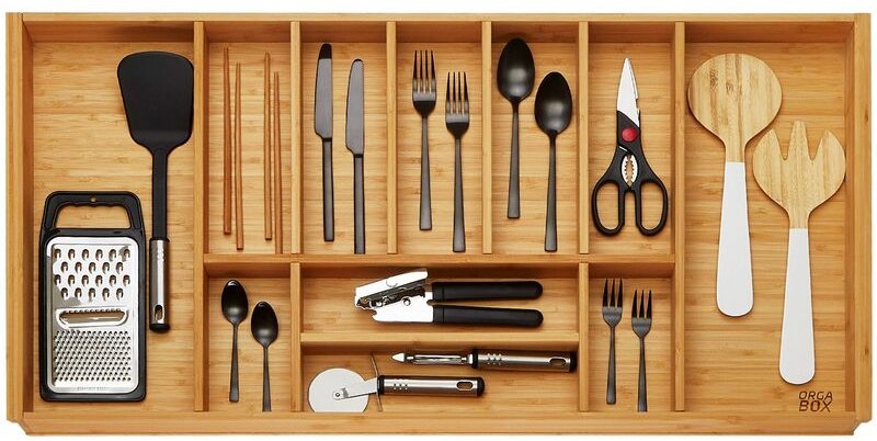 Orga-box 3 bambus Besteckeinsatz Holz-Besteckkasten für Nobilia Schubladen ab August 2012 für 100er Schublade (473 x 897...