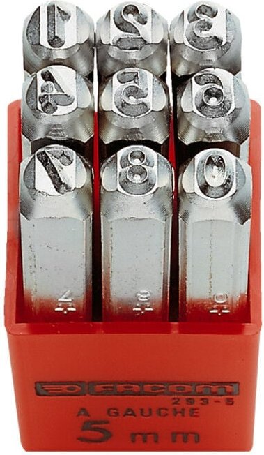 Facom Schlagziffern 0 - 8, Höhe 4 mm, 9-tlg