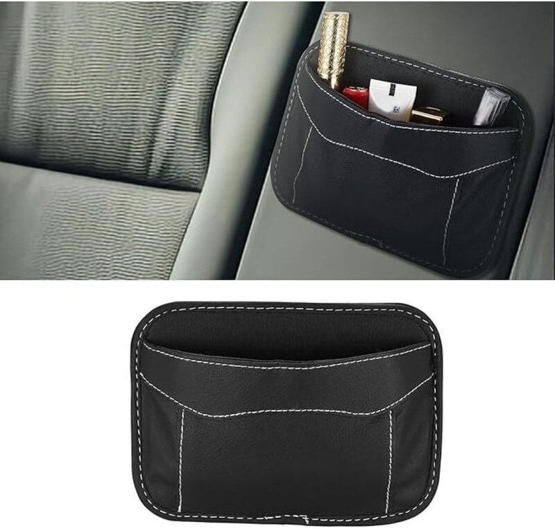 Thumbnail - Ahlsen - Selbstklebender Auto-Seiten-Organizer, Mini-Autositz-Aufbewahrungsbox, Leder-Autositz-Aufbewahrungstasche, seit...