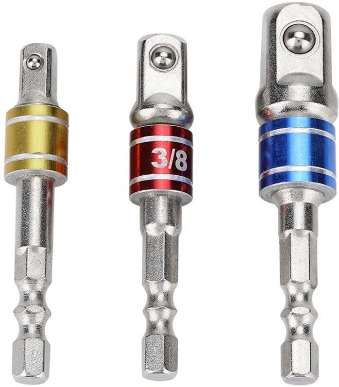 Adapter-Konvertierungsset, 3-teilig, Sechskantschaft, Bohrer-Muttern-Kit, Steckschlüssel-Verlängerungsadapter, Reduziers...