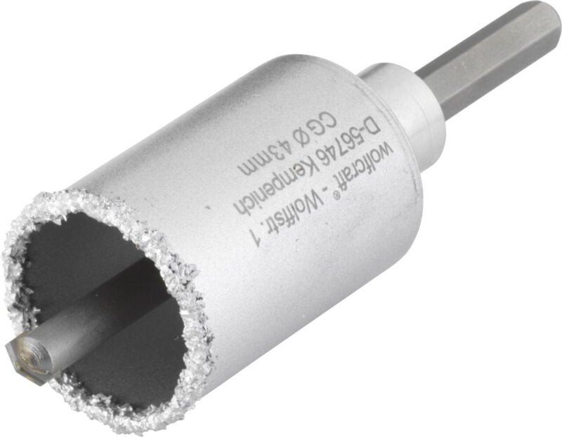 Wolfcraft - Bohrkranz ø 43 mm Hartmetall inkl. Schaft und Bohrer Ersatzakkus & Aufsätze