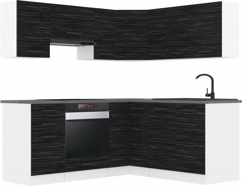 Küchenzeile Küchenblock Küche L-Form Sarah Küchenmöbel mit Griffe, Einbauküche ohne Elektrogeräten mit Hängeschränke und...