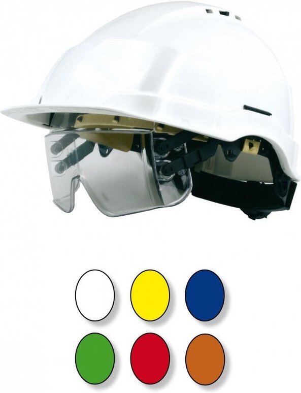 Singer Safety - Roter Helm mit integrierter Helmbrille unter dem Visier singer - CASIRISROU2