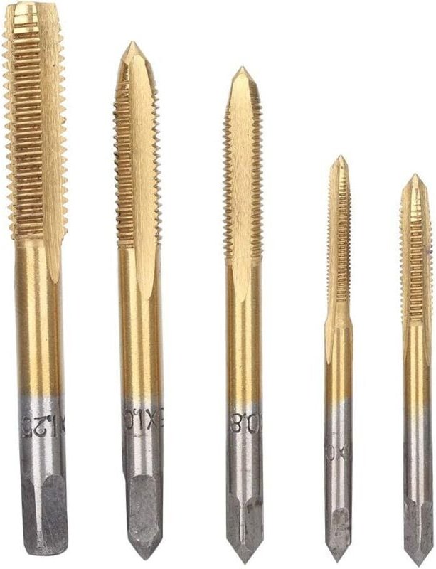 Sollbry - 5-teiliges Handgewindebohrer-Set (M3 M4 M5 M6 M8) (Titanbeschichtung)