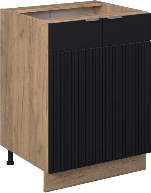 Küchenunterschrank Fame-Line, Schwarz gestreift, 60 cm ohne Arbeitsplatte, Vicco