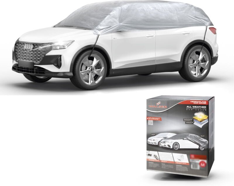 Walser - Abdeckplane Auto All Weather Basic, Autoplane Halbgarage Größe xl, Autoabdeckung silber