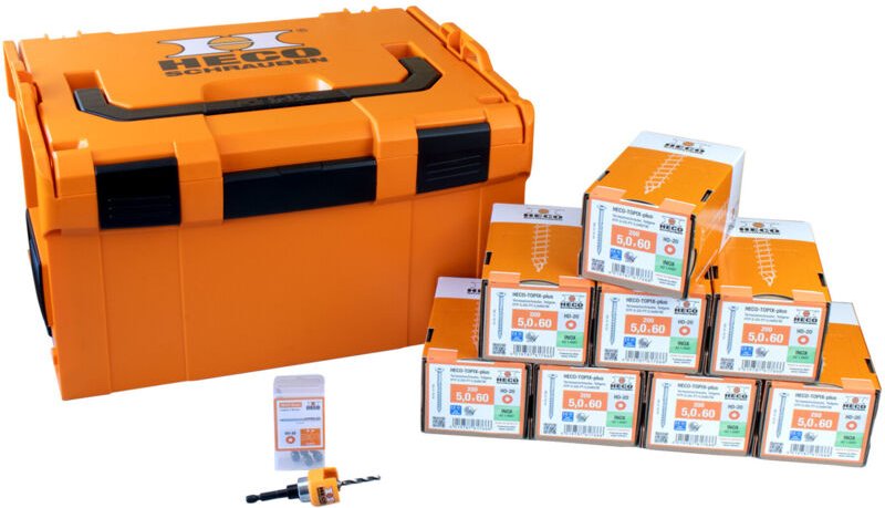 HECO Sortimentskoffer L-BOXX 238 Terrassenset Senkkopf A2, 5,0x60 mit 1.600 Schrauben