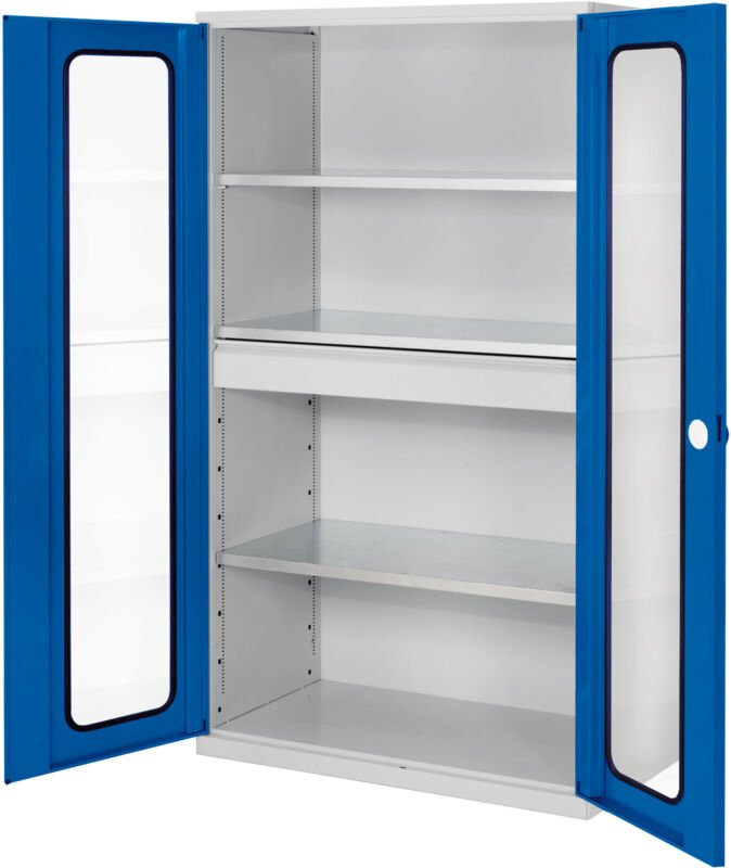 Kappes ®RasterPlan Großvolumenschränke 1950x1130x590mm Sichtfenstertüren Modell 2 enzianblau