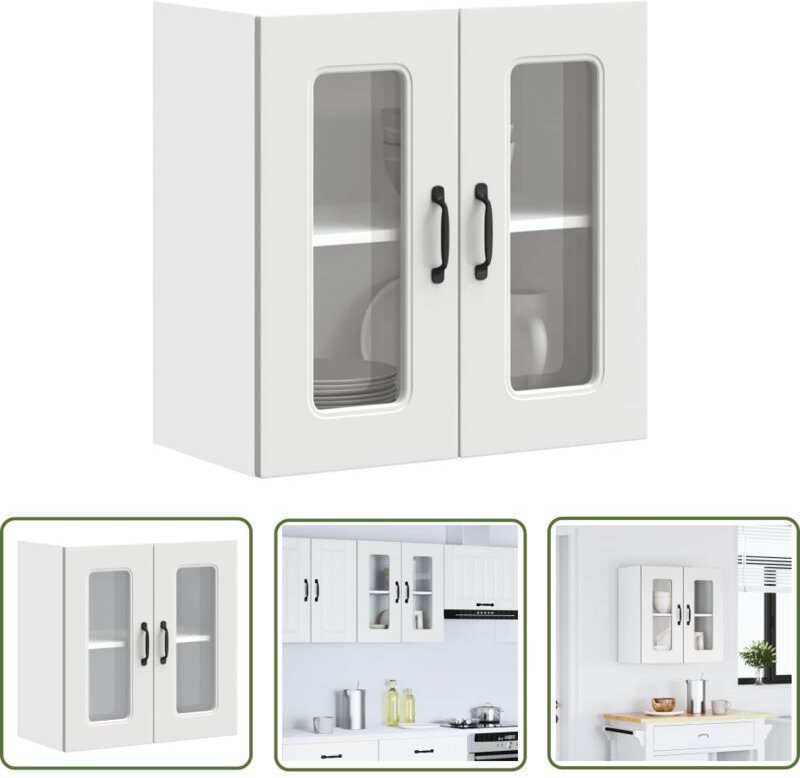 The Living Store - vidaXL Küchen-Hängeschrank mit Glastür Kalmar Weiß Holzwerkstoff