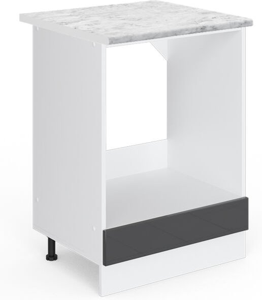 Herdumbauschrank R-Line, Anthrazit Hochglanz, 60 cm , ap Marmor Vicco