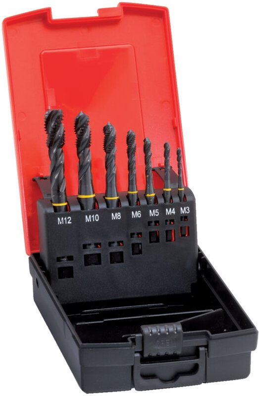 Format - Maschinengewindebohrer- Set DIN371/376 hsse Form c M3-M12 + Kernlochbohrer