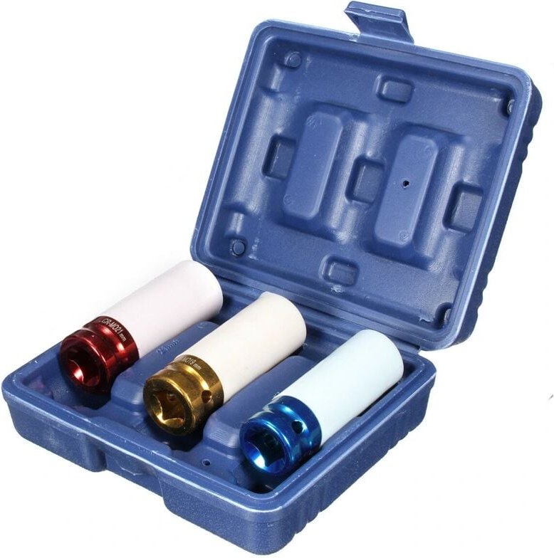 3 stücke cr-mo 1/2 '17mm 19mm 21mm Legierung Mutter Auswirkungen Rad Buchse Set Wand Buchse Tiefe Auswirkungen