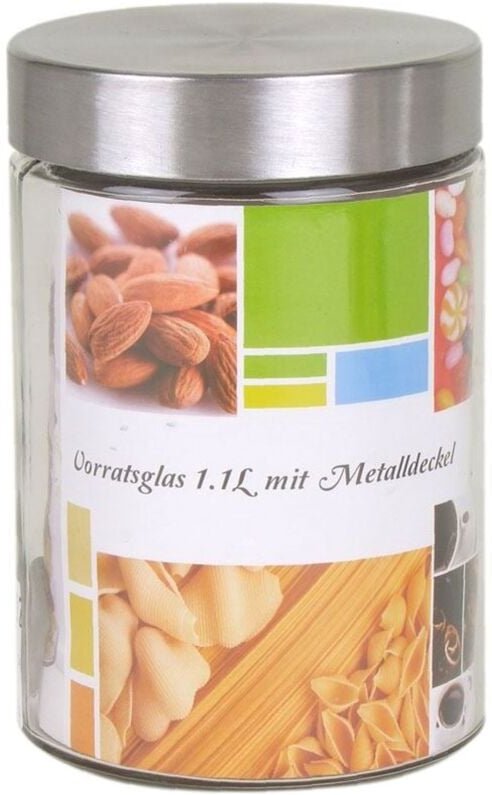 Vorratsglas 1,1 Liter mit Metalldeckel Frischhaltedose Vorratsdose Glasbehälter