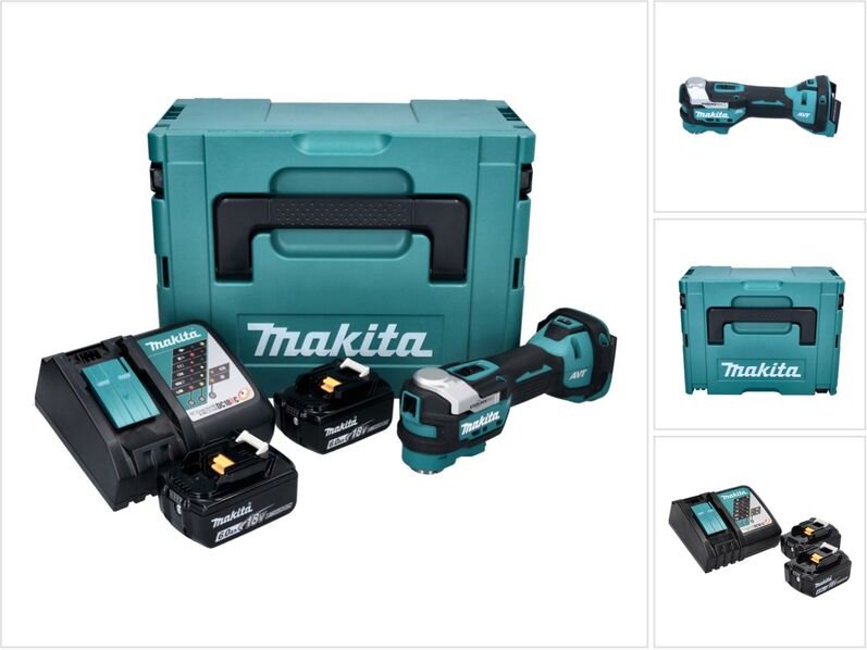 Dtm 52 rgj Akku Multifunktionswerkzeug 18 v Starlock Max Brushless + 2x Akku 6,0 Ah + Ladegerät + Makpac - Makita