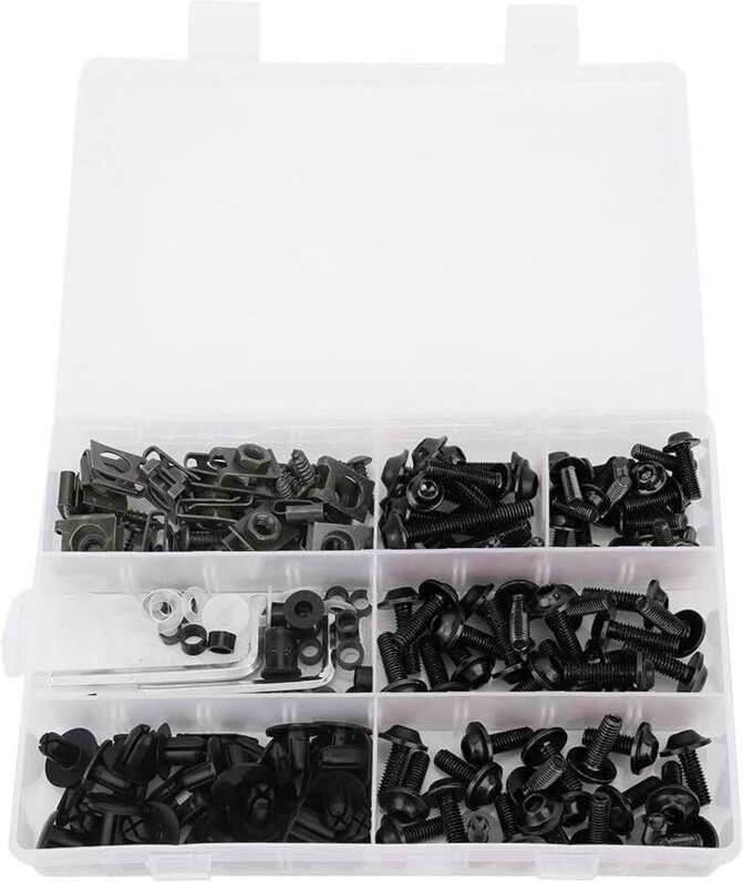 Sollbry - 198 Stück/Set Verkleidungsschrauben-Set, Universal-Motorrad-Verkleidungsschrauben-Set, Schrauben, Befestigungs...