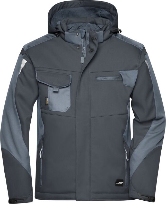 Thumbnail - James&nicholson - Professionelle Softshelljacke mit Innenfutter JN824 Gr. xs black/carbon