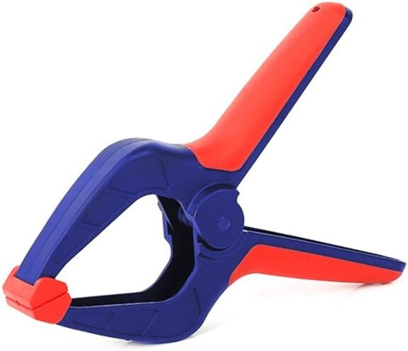 19-mm-Federklemme mit ergonomischem Griff aus verstärktem Nylon in Blau und Rot