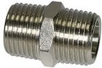 Thumbnail - Doppelgewindenippel r 3/8 a., r 3/8 a., sw 22, Messing vernickelt - Riegler