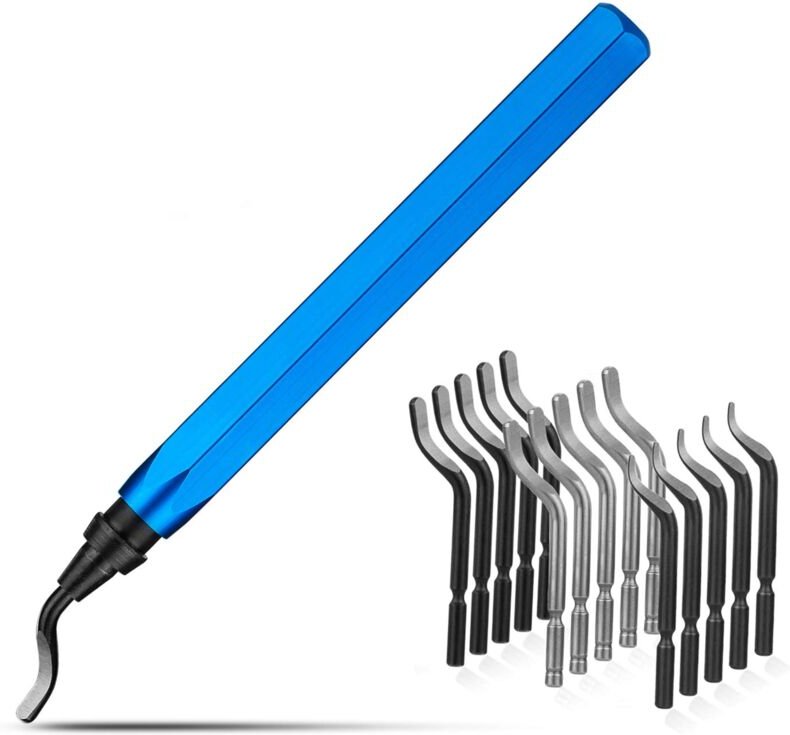 Entgratungswerkzeug mit Metallgriff, 15-teiliges Set rotierende Entgratungsklingen, Handentgratungswerkzeug für Kunststo...