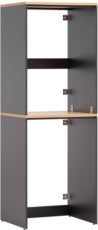 Lomadox - Waschmaschinenumbau doppelt für Waschmaschine und Trockner in anthrazit mit Eiche STOBY-80